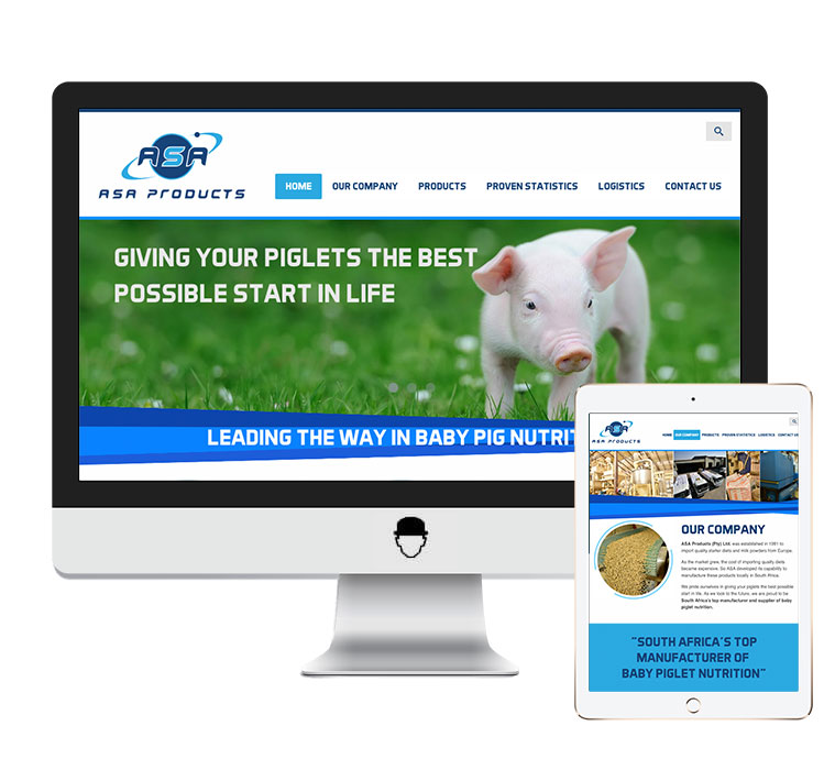 Asa products piglet feed Web design and development portfolio