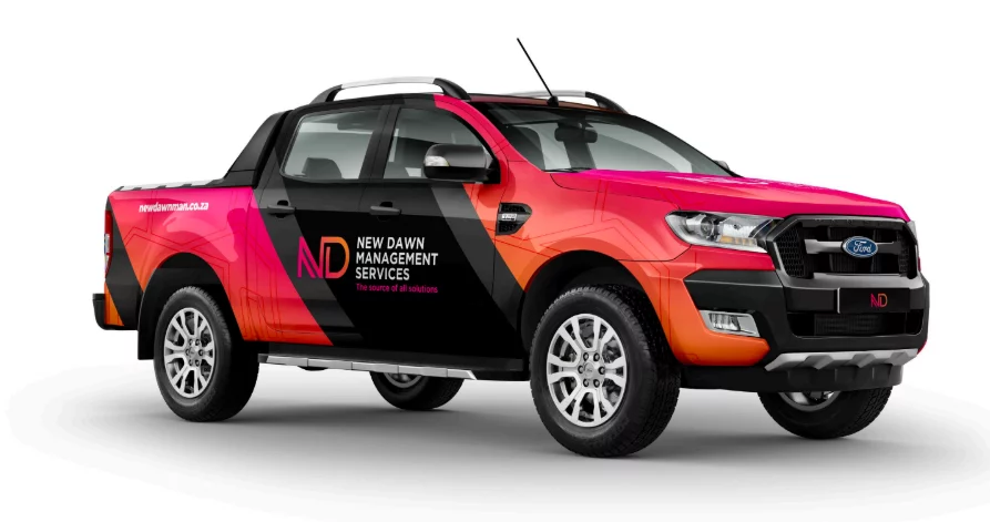 New dawn management vehicle wrap design Signage Design portfolio